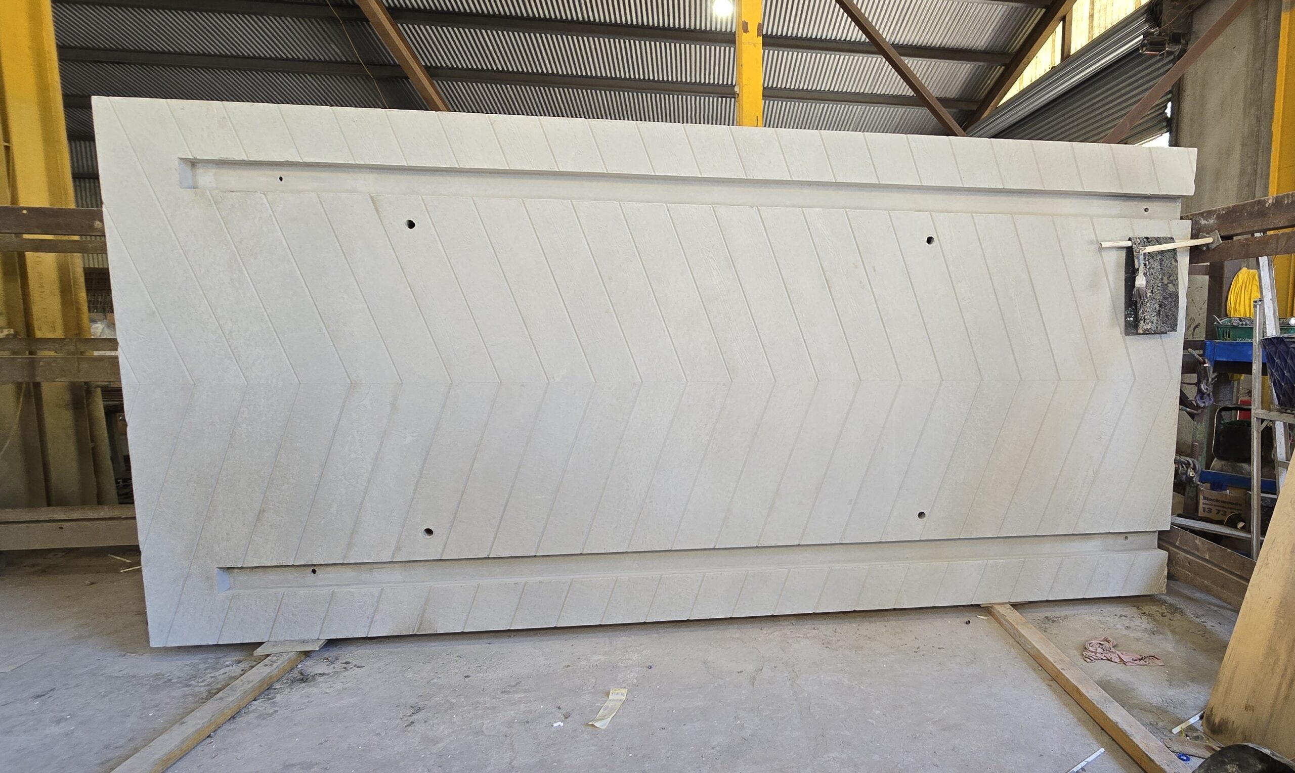 Pre-case boat ramp in production